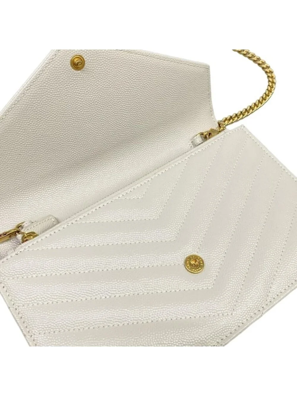 ★SOLD★ Saint Laurent Paris Wallet Cassandra Envelope Chain White Leather - Picture 3 of 13
